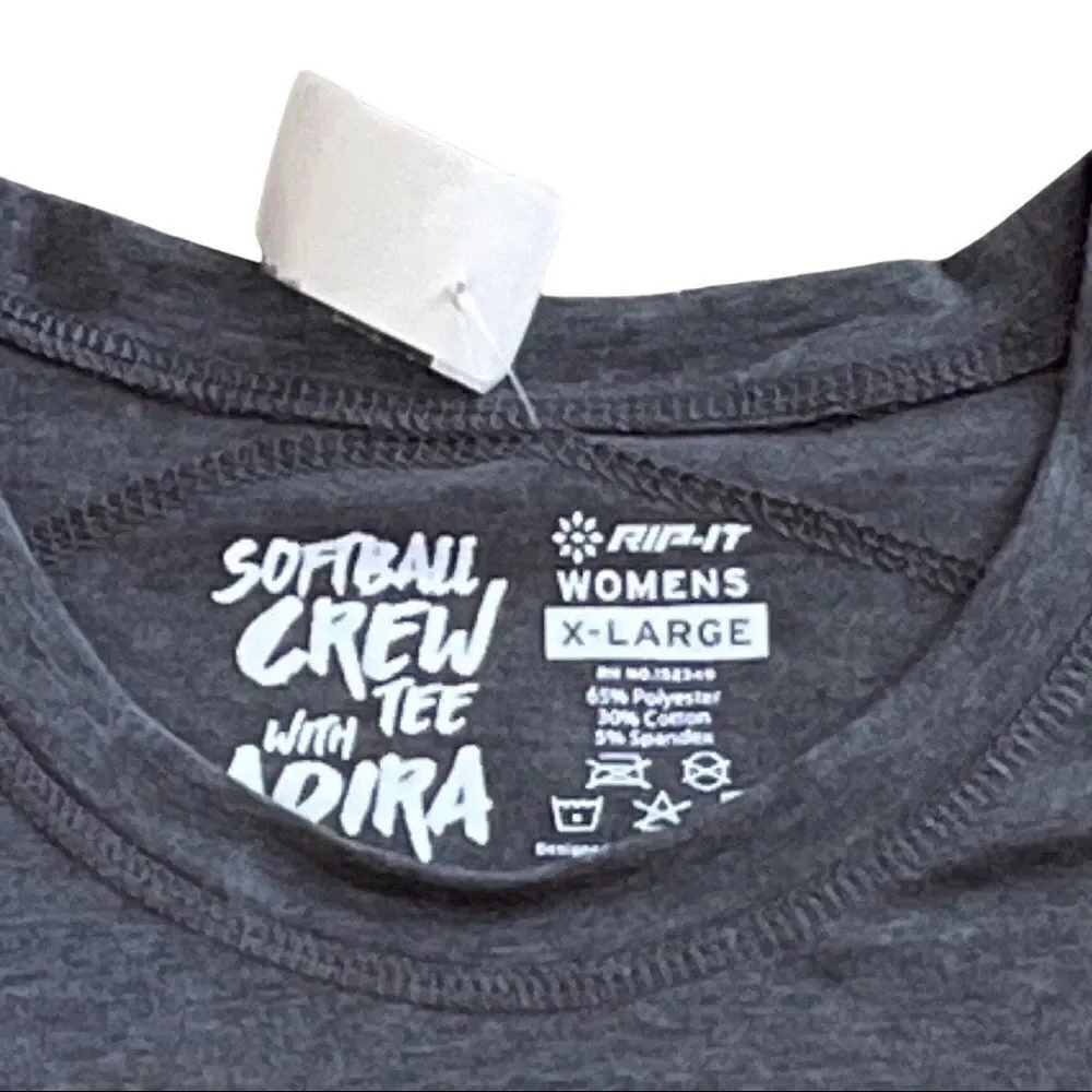 Gray “Rip It” Women's X-Large Softball T-Shirt • NWT
